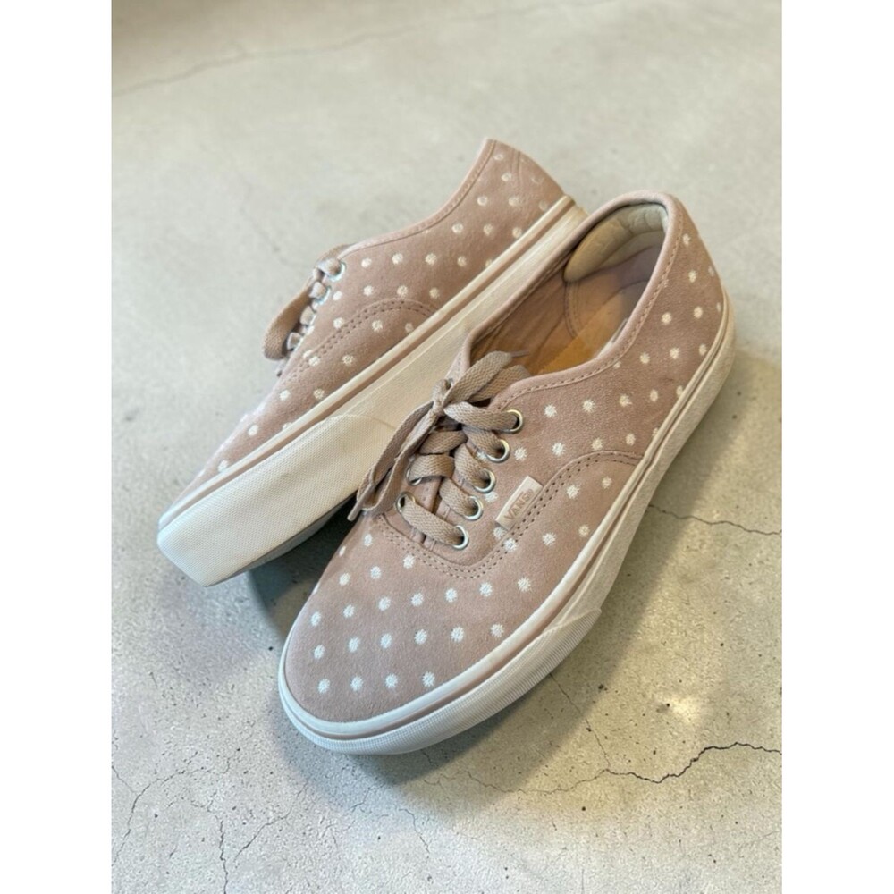 SOLD-Vans Authentic Platform 2.0 Suede Polka Dot Sneakers - Light Pink & White - Picture 3 of 14